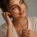 Engraved Vertical Bar Necklace with birthstone.