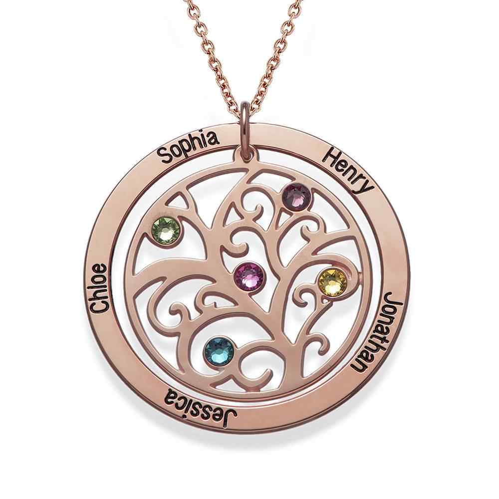 Family Tree Necklace With Birthstones and Names.