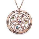 Family Tree Necklace With Birthstones and Names.