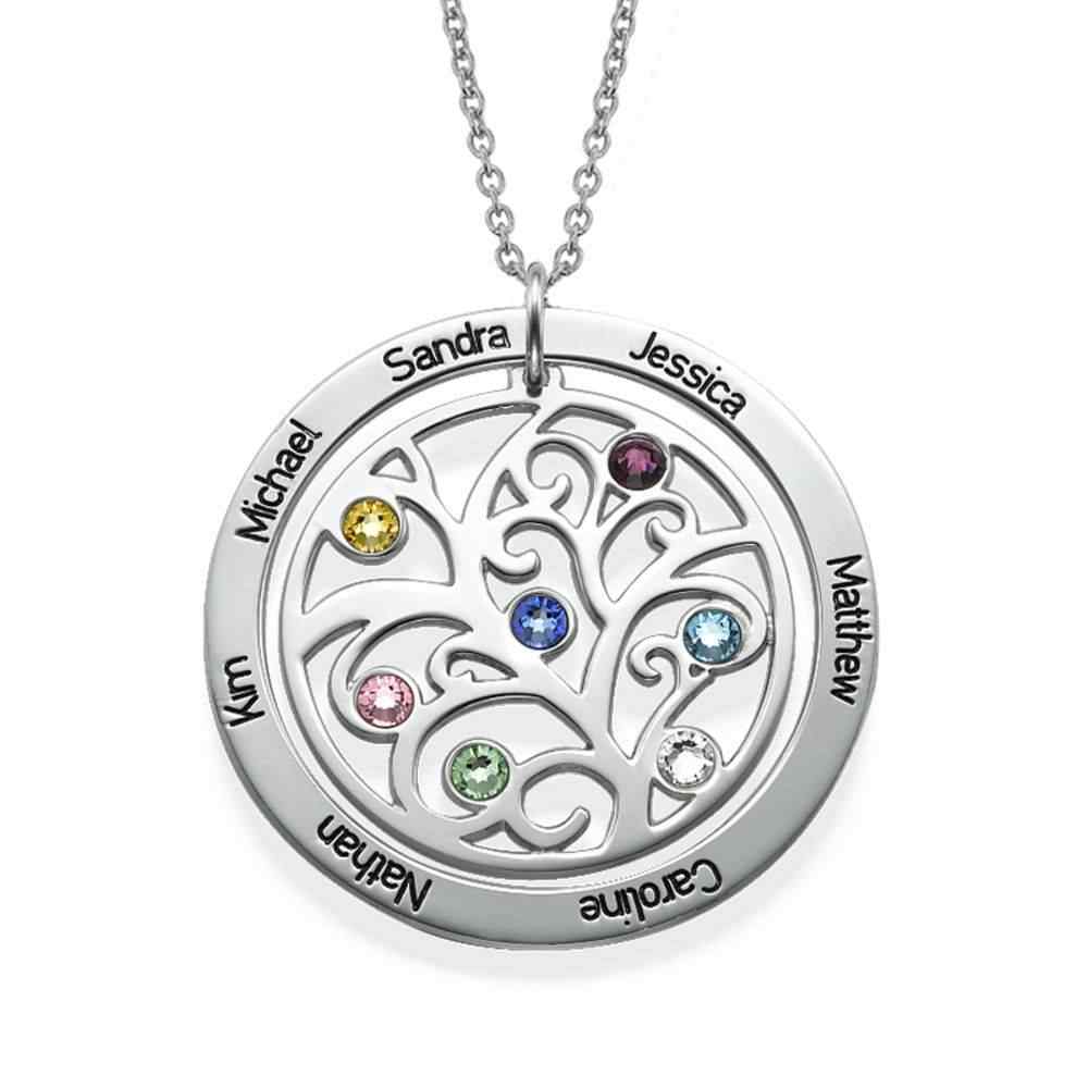 Family Tree Necklace With Birthstones and Names.