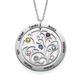 Family Tree Necklace With Birthstones and Names.