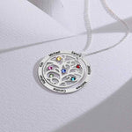 Family Tree Necklace With Birthstones and Names.
