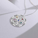 Family Tree Necklace With Birthstones and Names.