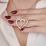 Personalized heart necklace with two names