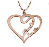Two-name heart necklace