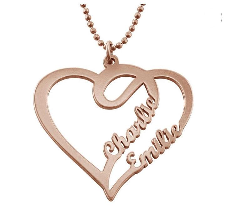Two-name heart necklace