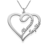 Heart double-name necklace in sterling silver