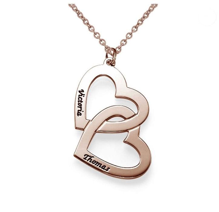 Engraved Heart in Heart Necklace
