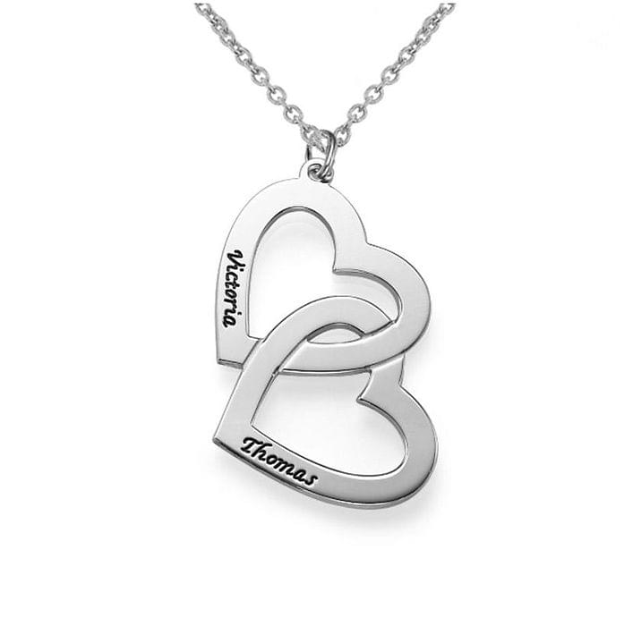 Engraved Heart in Heart Necklace