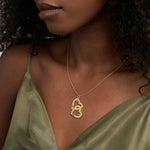 Heart in Heart Engraved Necklace With Birthstones