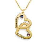 Heart in Heart Engraved Necklace With Birthstones