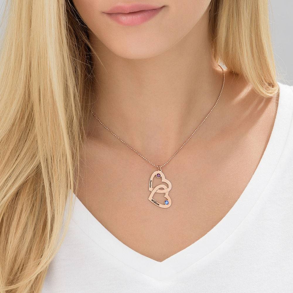 Heart in Heart Engraved Necklace With Birthstones