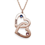 Heart in Heart Engraved Necklace With Birthstones