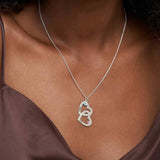 Heart in Heart Engraved Necklace With Birthstones