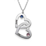 Heart in Heart Engraved Necklace With Birthstones