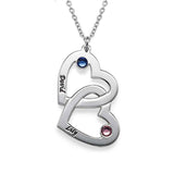 Heart in Heart Engraved Necklace With Birthstones