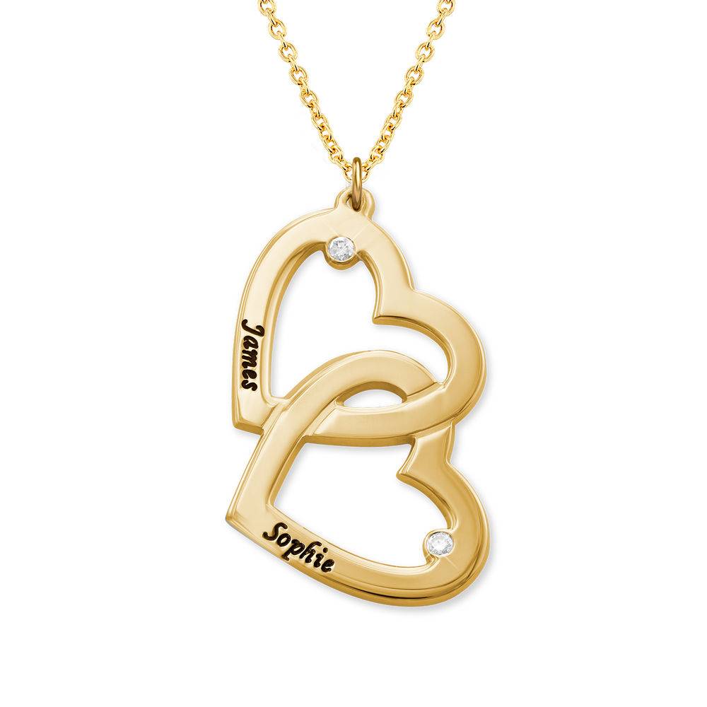 Heart in Heart Engraved Necklace With Diamonds