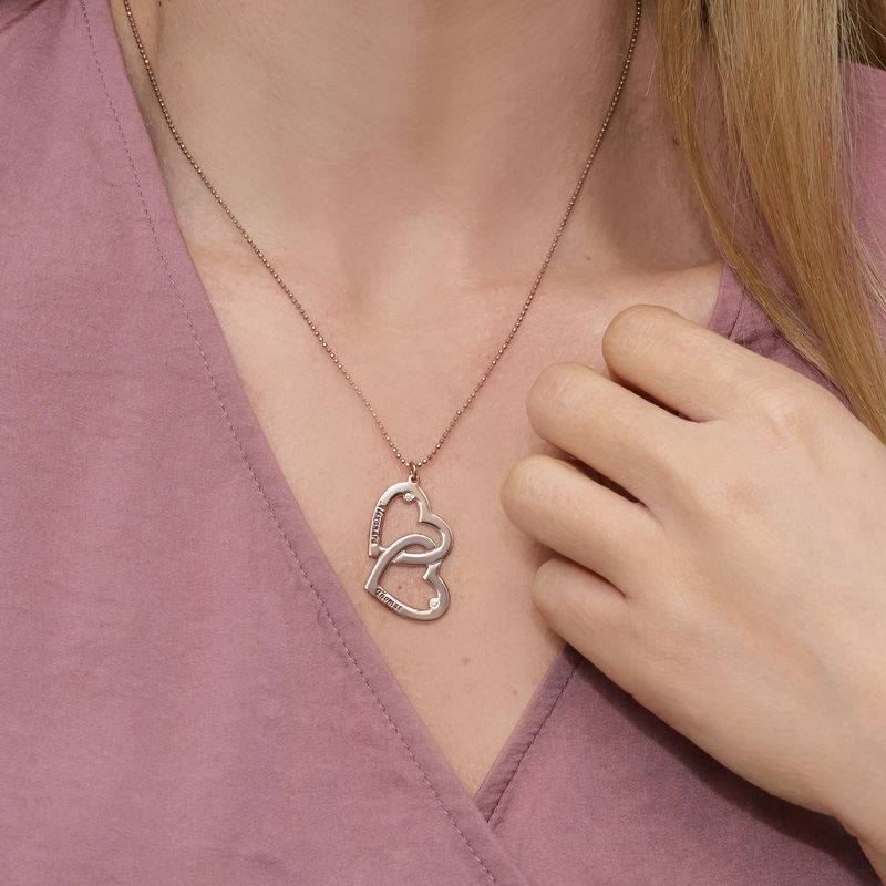 Heart in Heart Engraved Necklace With Diamonds
