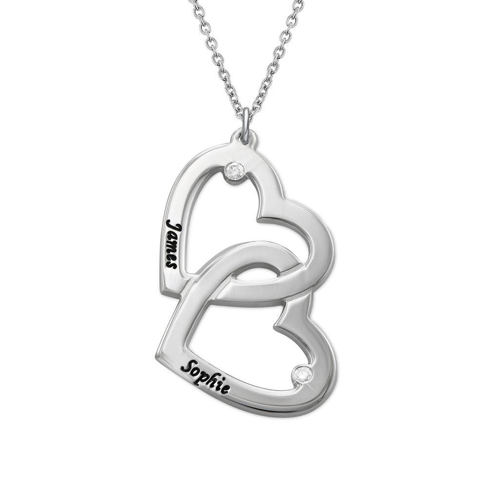 Heart in Heart Engraved Necklace With Diamonds