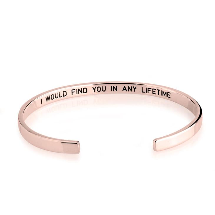 Rose gold bracelet with engraved message