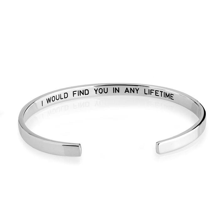 hidden message bracelet showing engraved secret text