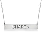 Silver necklace with a bar engraved with name