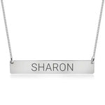 Silver necklace with a bar engraved with name