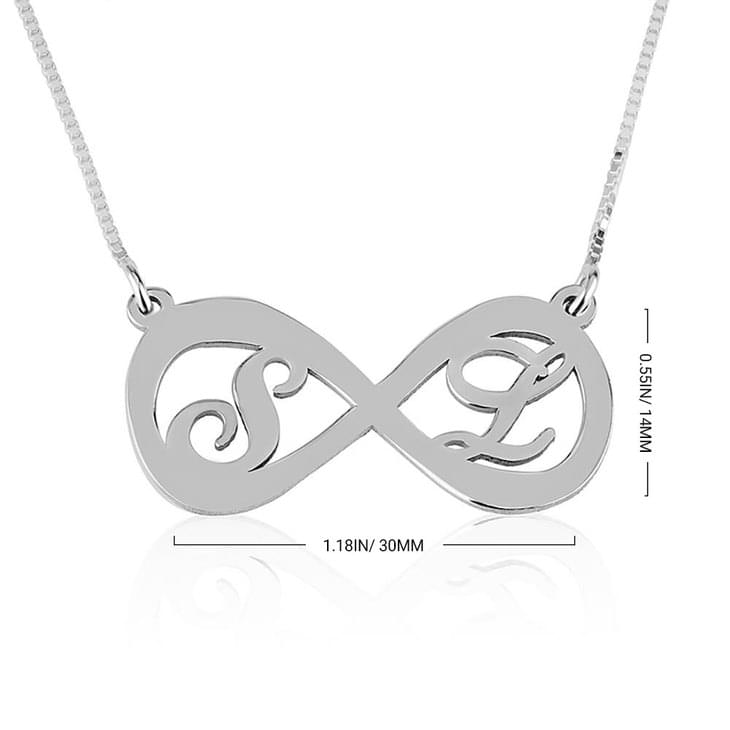 Infinity initials necklace dimensions