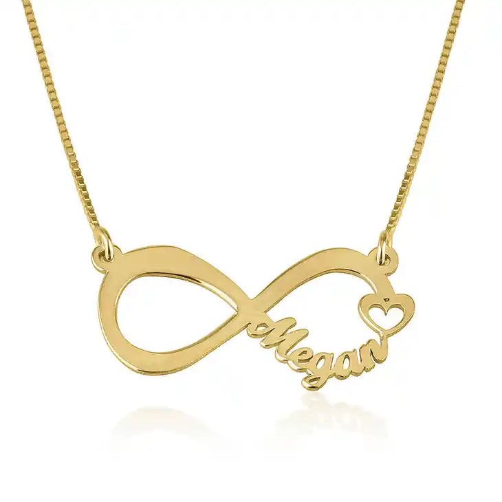 Personalized infinity name necklace with heart