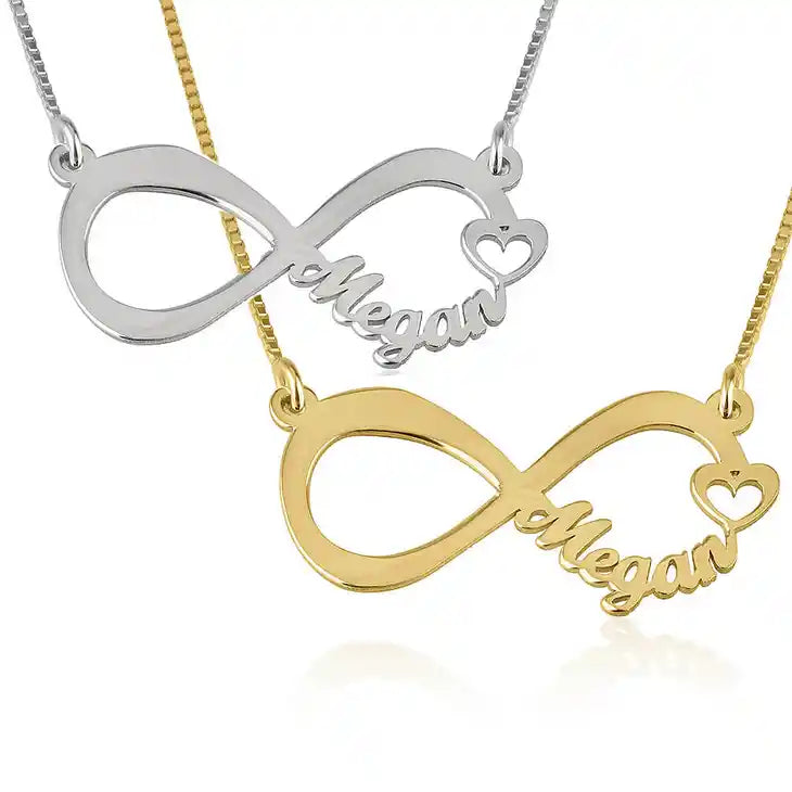 Infinity name necklace with heart