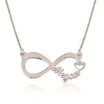 Rose gold infinity name necklace with heart