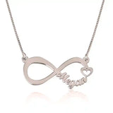 Rose gold infinity name necklace with heart