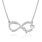Personalized infinity name necklace with heart