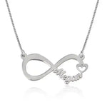 Personalized infinity name necklace with heart