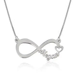 Personalized infinity name necklace with heart