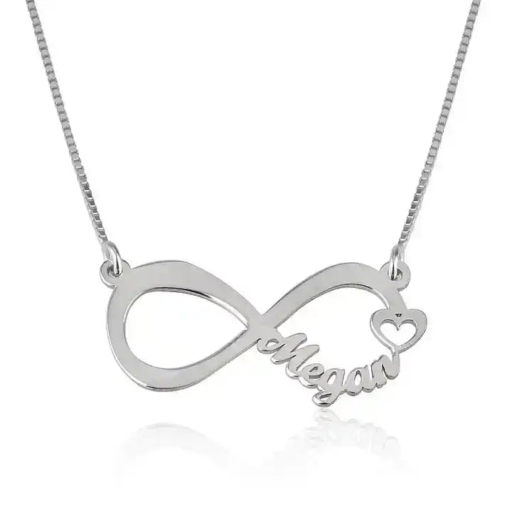 Personalized infinity name necklace with heart