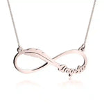 Infinity feather name necklace