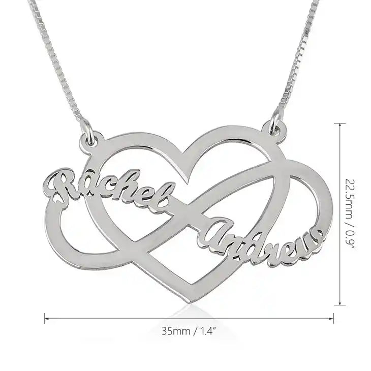 Infinity Heart two Name Necklace