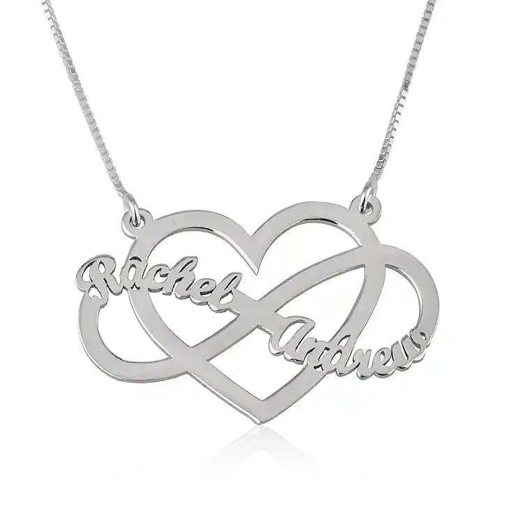 Infinity Heart two Name Necklace