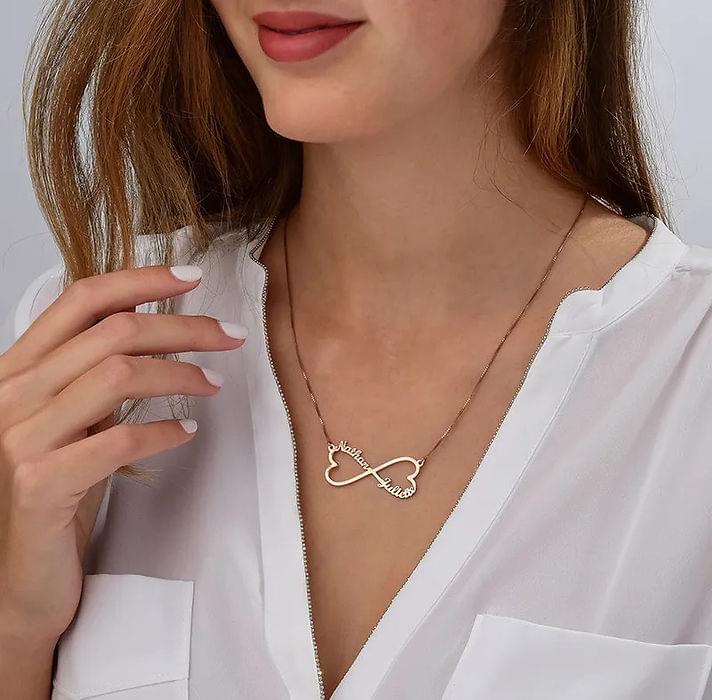 Infinity Double Name Heart Necklace