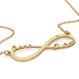 Infinity Necklace with Two Names and  Birthstone