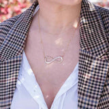 Infinity Necklace with Two Names and  Birthstone
