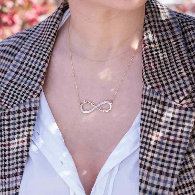 Infinity Necklace with Two Names and  Birthstone