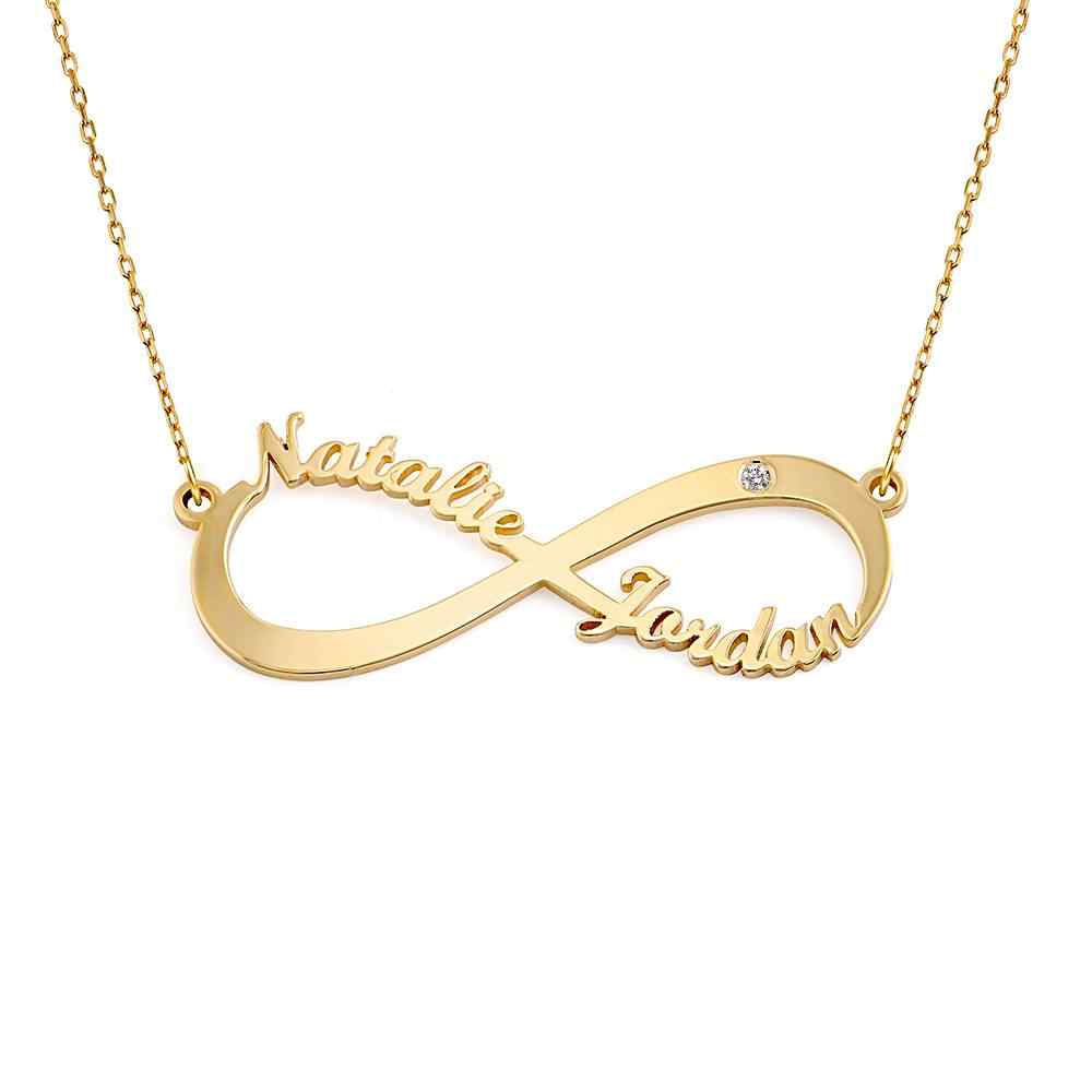 Infinity Necklace with Two Names and  Birthstone
