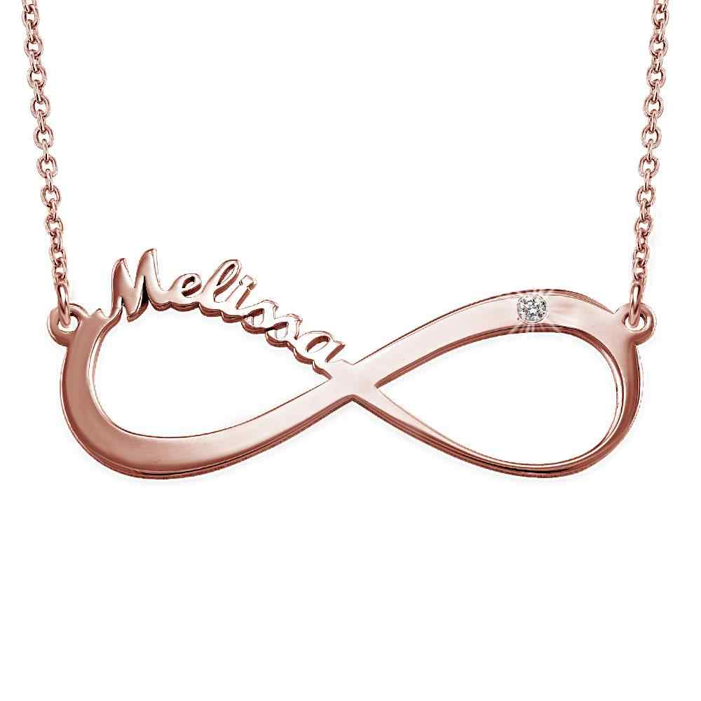 Infinity Necklace with Two Names with Diamond