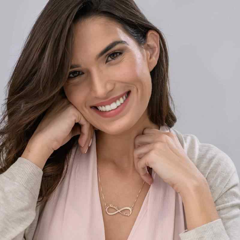 Infinity Necklace with Two Names with Diamond