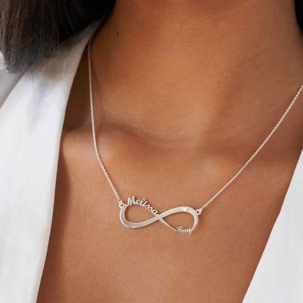 Infinity Necklace with Two Names and  Birthstone