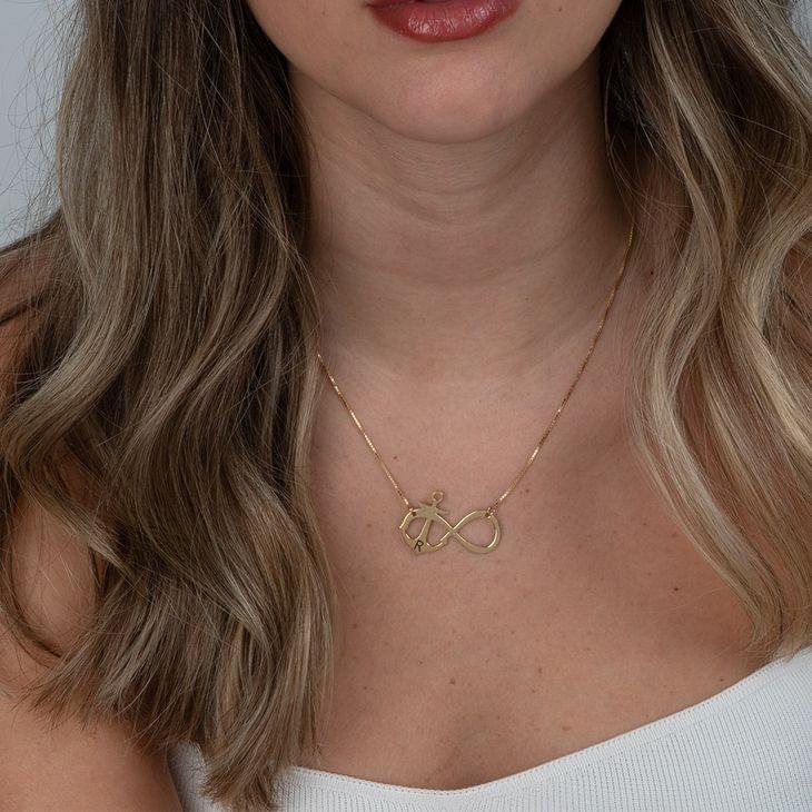 necklace with a heart and infinity symbol