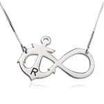 Silver necklace with infinity symbol and anchor