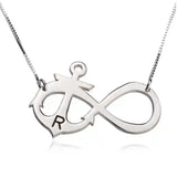 Silver necklace with infinity symbol and anchor